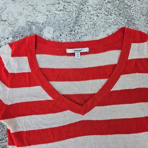 Papaya Women Top Long Sleeve Striped Light Weight Sweater V Neck Size S - Picture 5 of 8